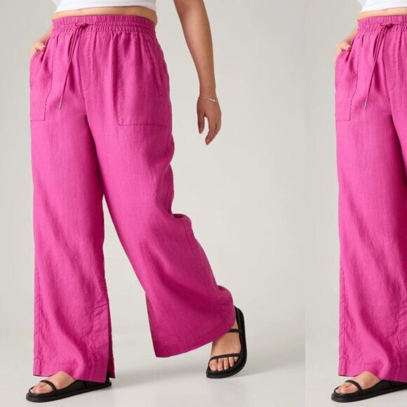 ATHLETA plus retreat linen mid rise wide leg pants (1X) - Picture 1 of 15
